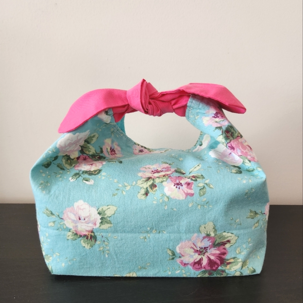 Cute Pink Bow Project Bag, Knitting Bag, Crochet Bag, Craft bag, cotton bag